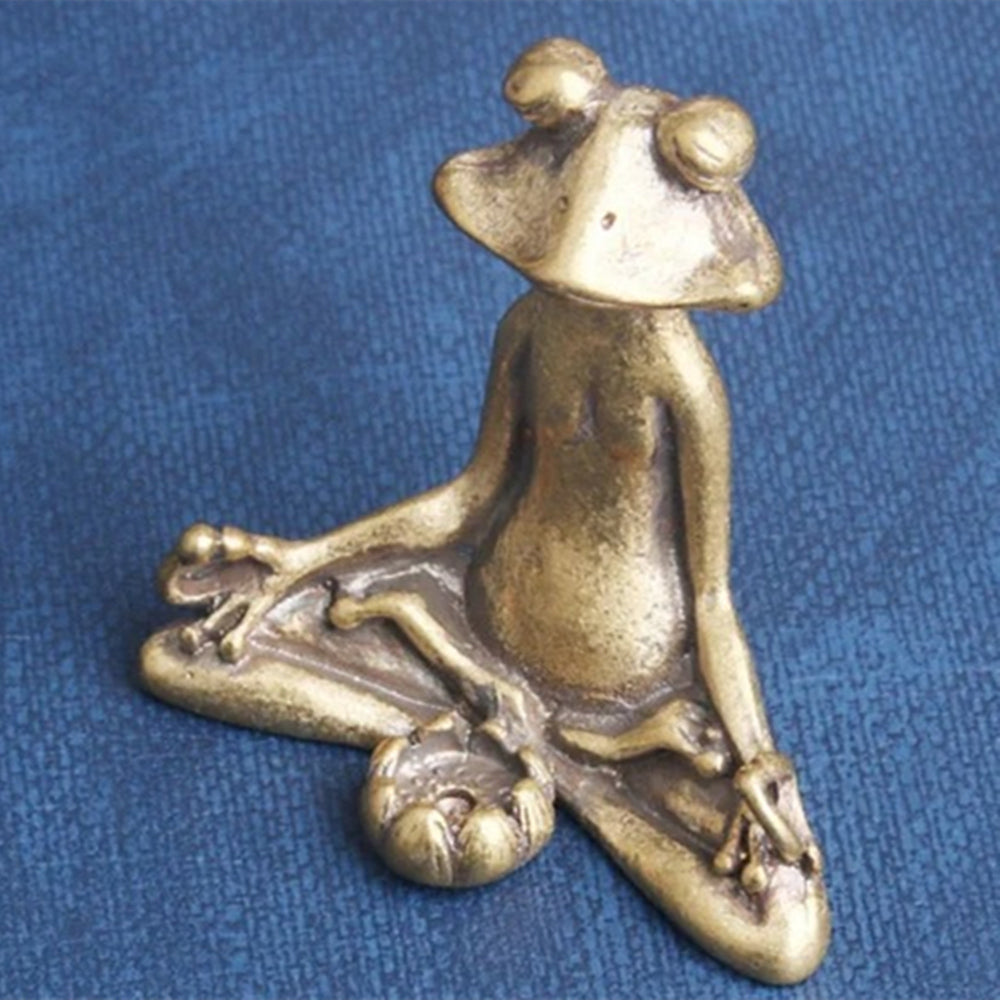 1pc Solid Copper Meditation Frog Trinket Vintage Bronze Figurines