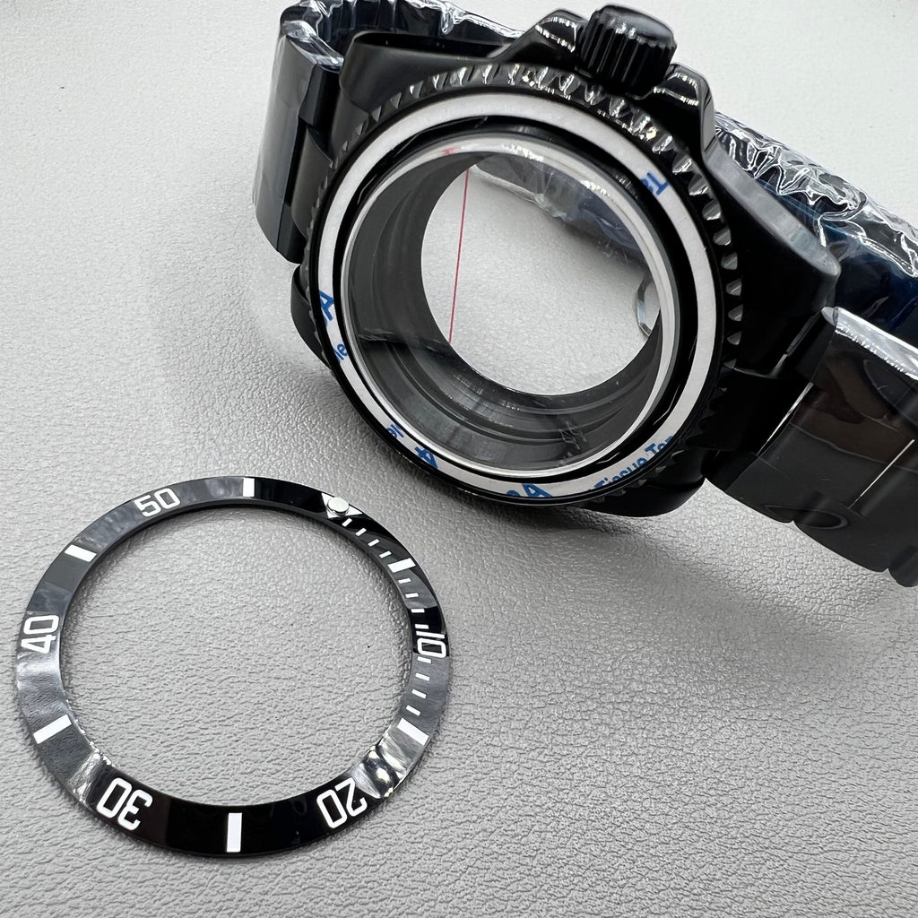 40mm PVD Strap Sapphire Glass Ceramic Ring Watch Case for NH35/NH36
