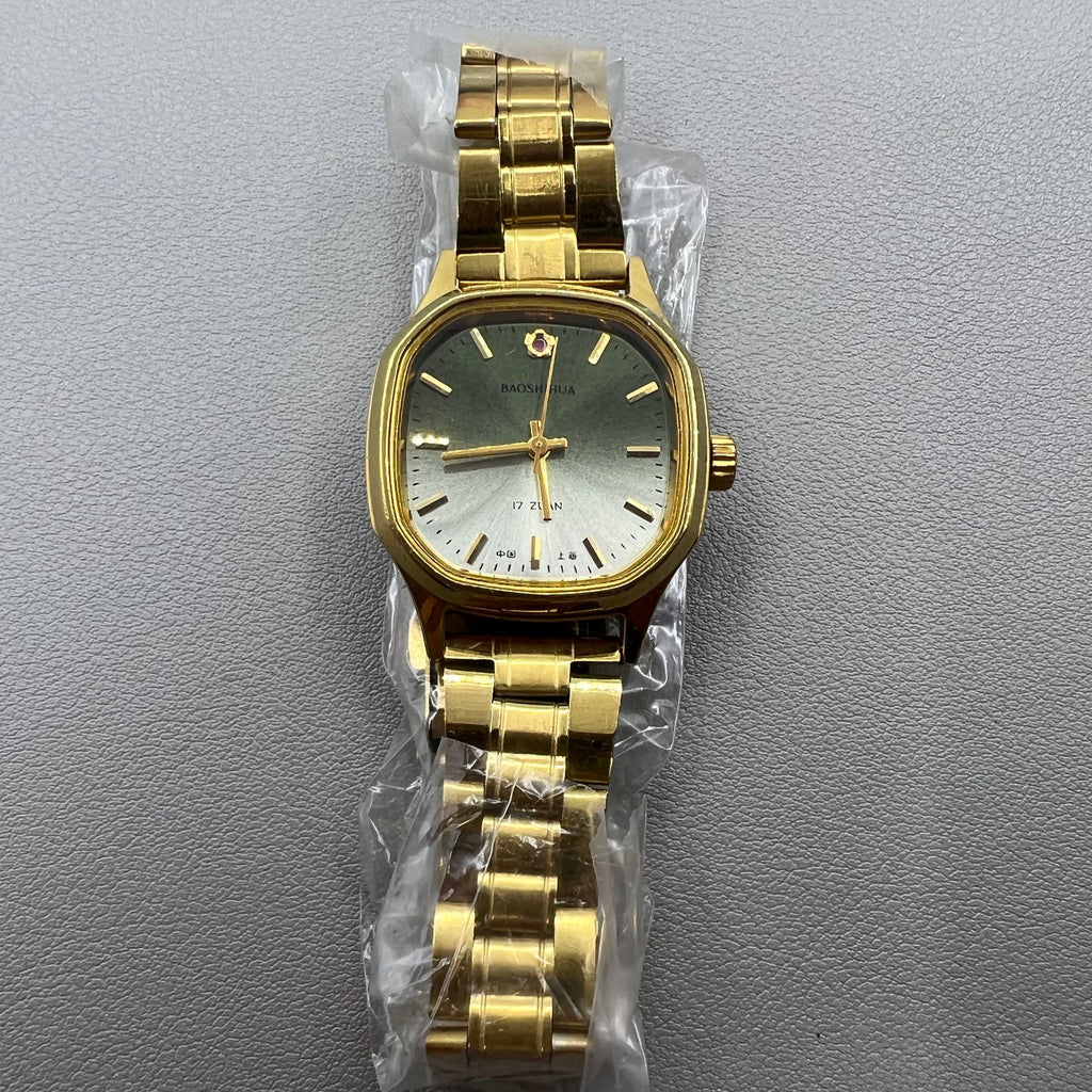 33mm Shanghai Manual Mechanical Watch Golden Nail Square Case 17 Jews