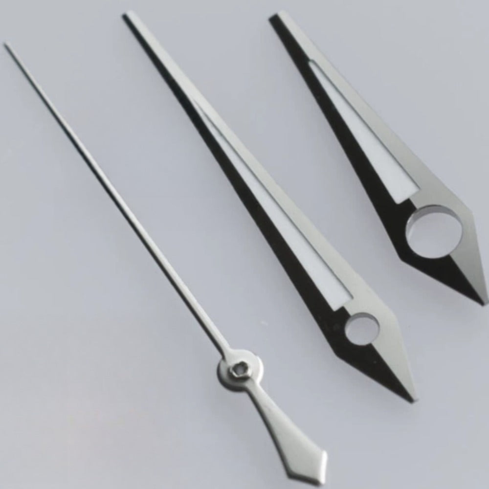 16mm Silver Trim Green Lume Arrow Shape Watch Hands for ETA2836 2824 2892A2