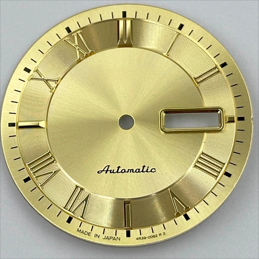 Golden No Lume 32.7mm Roman Numerals Modified Watch Dial for NH35 NH36 Movement
