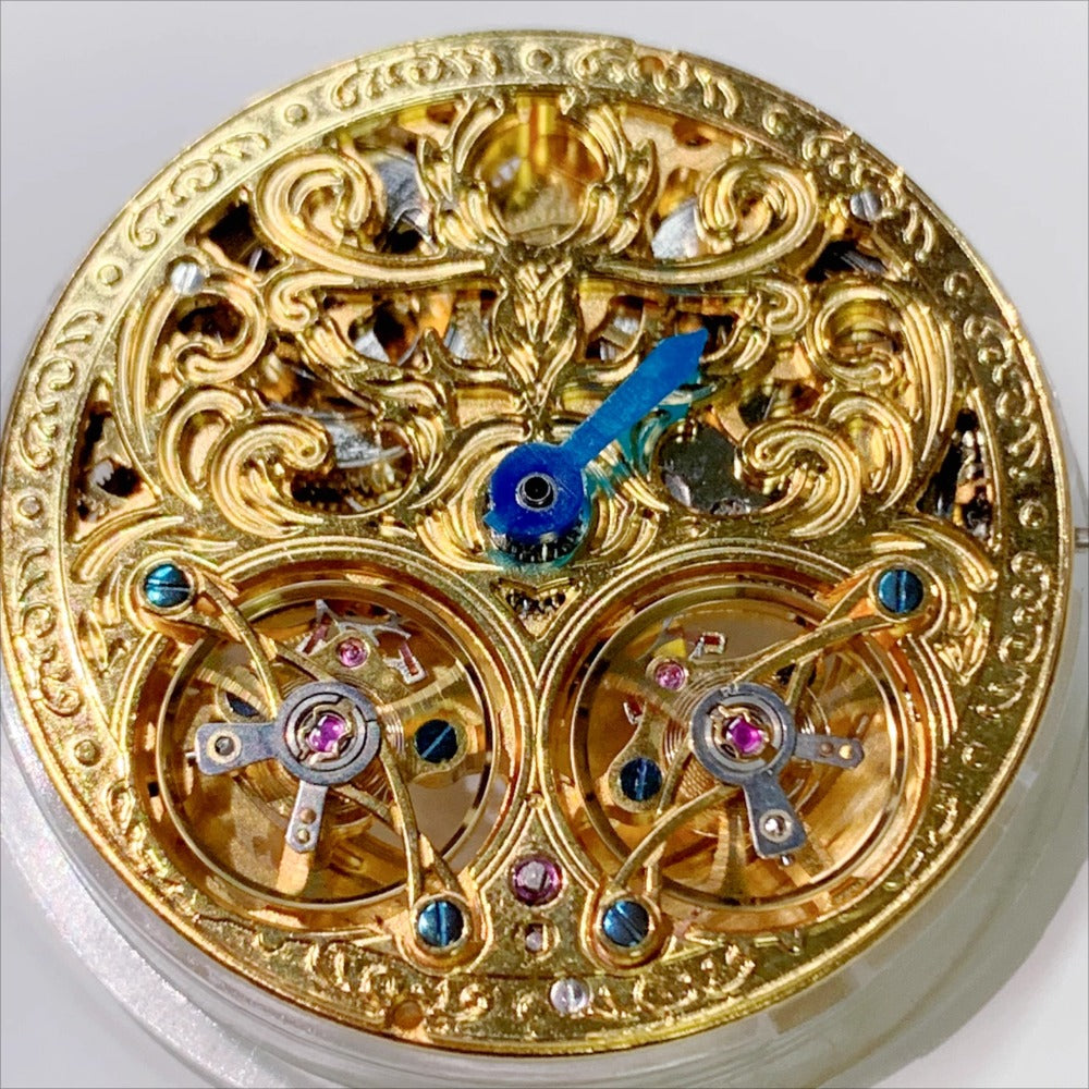 Shanghai China Made Golden Double Balance Wheel Hollow 3 Hands Mechanical