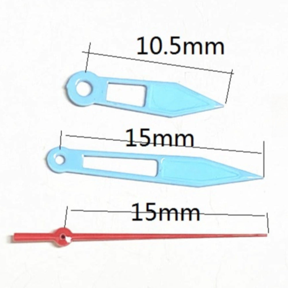 15mm Light Blue Hollow Arrow Shape Watch Hands for Ronda 515 Quartz Movement