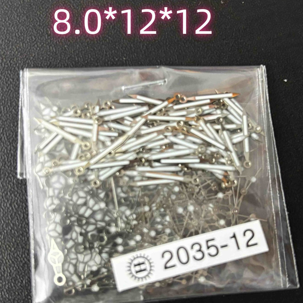100sets 12mm Silver Trim Green Lume Watch Hands for Miyota 2035 2115 PC21