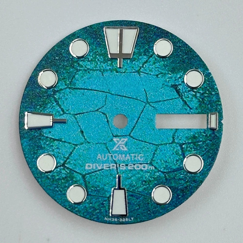 Blue 28.5mm Modified Diving Green Luminous Watch Dial for NH35 NH36 Movement