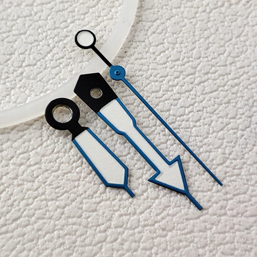 9x13x13mm Arrow Shape Blue Trim Green Lume Watch Hands Fit for NH35 NH36