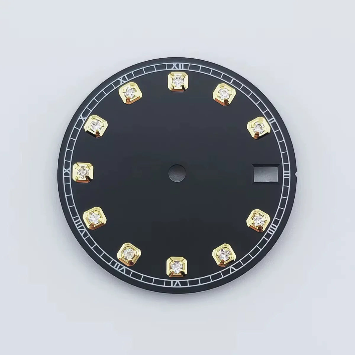 Golden Nail Black 28.5mm Watch Dial Fit For NH36 Movement No Logo