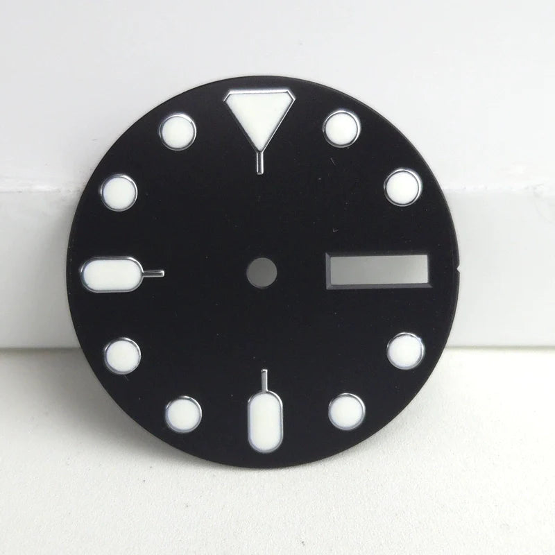 28.5mm Green Lume Black Watch Dial Fit For NH36 Movement No Logo