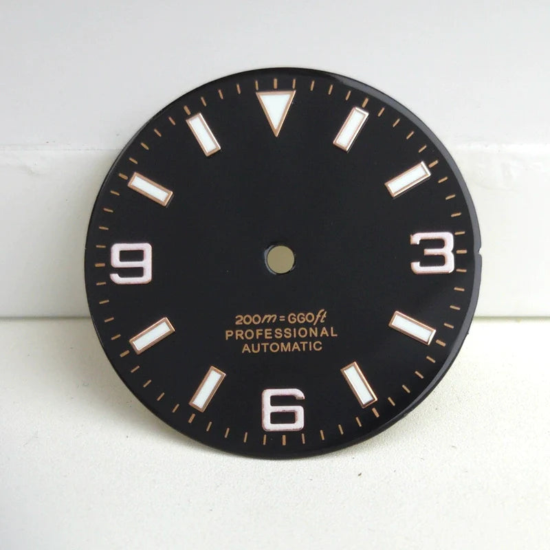 Black 29mm Rose Golden Nail Watch Dial For Miyota 8215 8200 Blue Lume No Logo