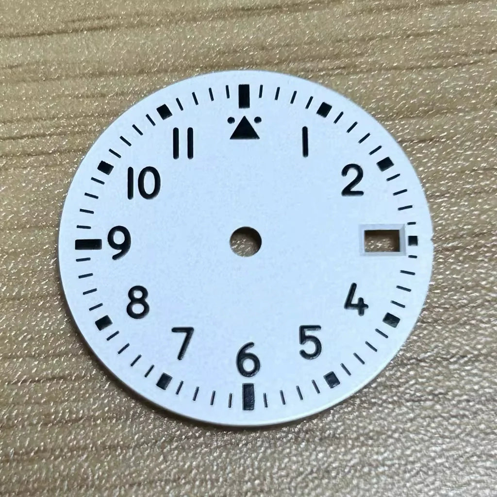 Solid White 29mm Watch Dial For NH35 NH36 Movement Green Lume No Logo