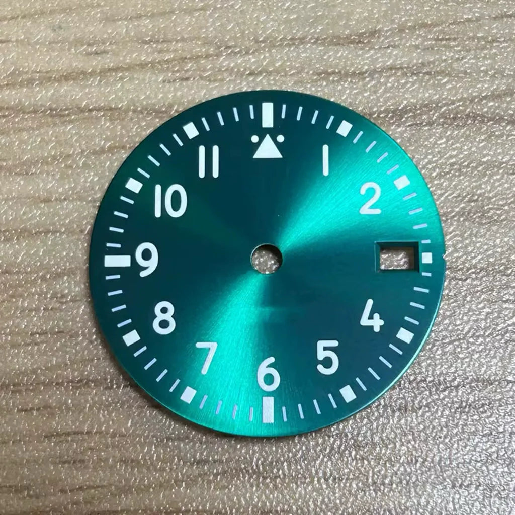 Solid Green 29mm Watch Dial For NH35 NH36 Movement Green Lume No Logo