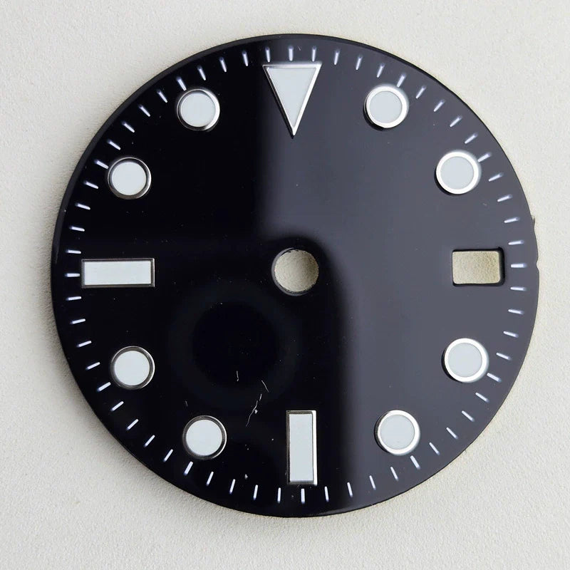 Black 28.5mm Blue Lume Watch Dial For NH36 Movement No Logo No GMT