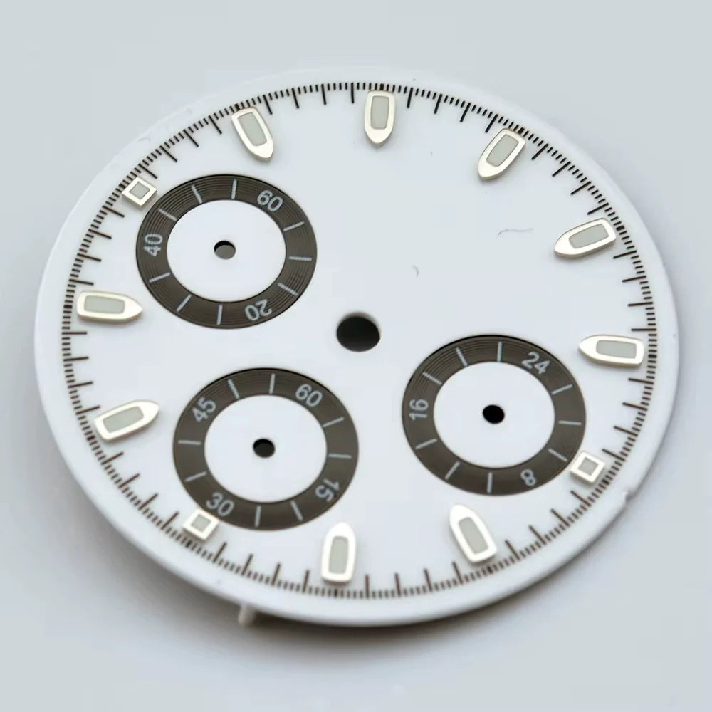 29.8mm White+Black No Logo Watch Dail Fit For VK63 Movement Silver Nail