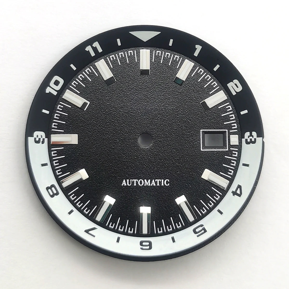36.5mm White+Black Watch Dial For NH35 Movement Green Lume No Logo