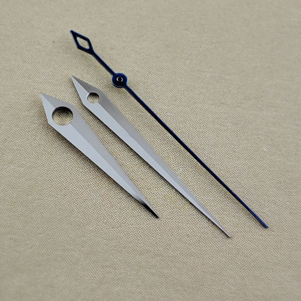 15mm Silver+Black Rhombus Tail No Lume Watch Hands for NH35/36 NH38 NH72 NH70