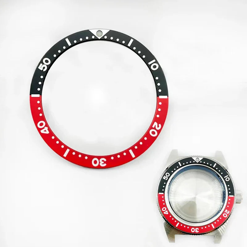 38mm Red Black Flat Aluminum Watch Bezel Insert with C3 Lume for SKX007 SKX009