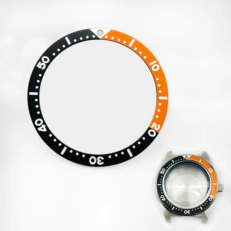 38mm Blue Orange Flat Aluminum Watch Bezel Insert with C3 Lume for SKX007 SKX009