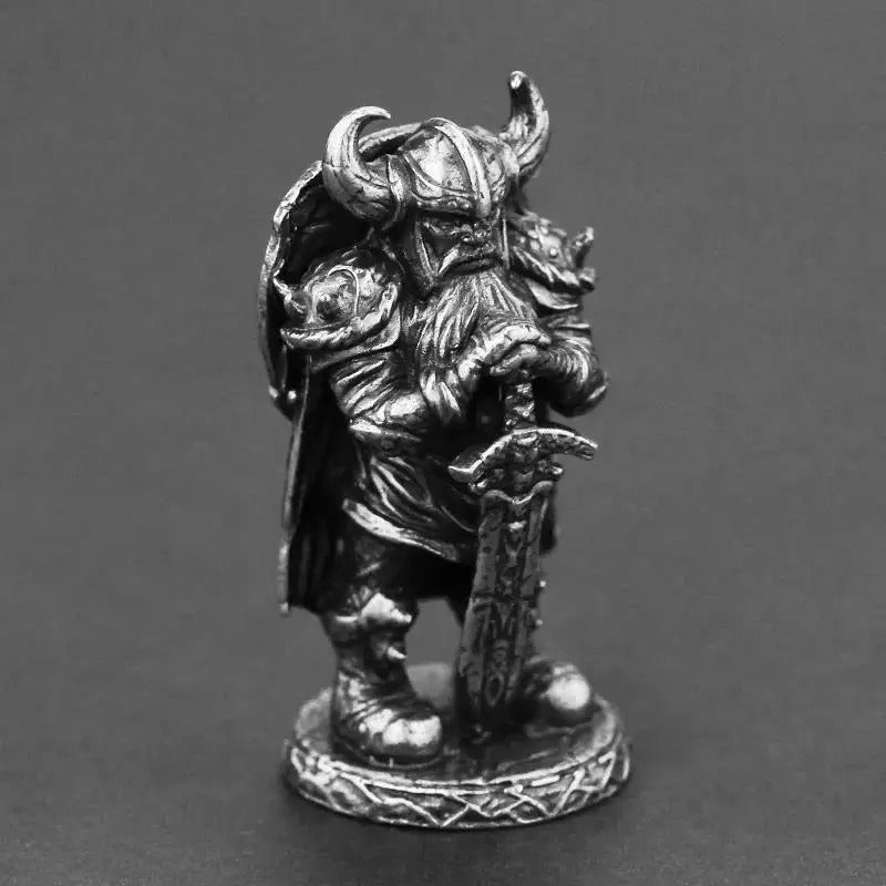 Viking Swordsman Silver Copper Trinket Vintage Bronze Figurines