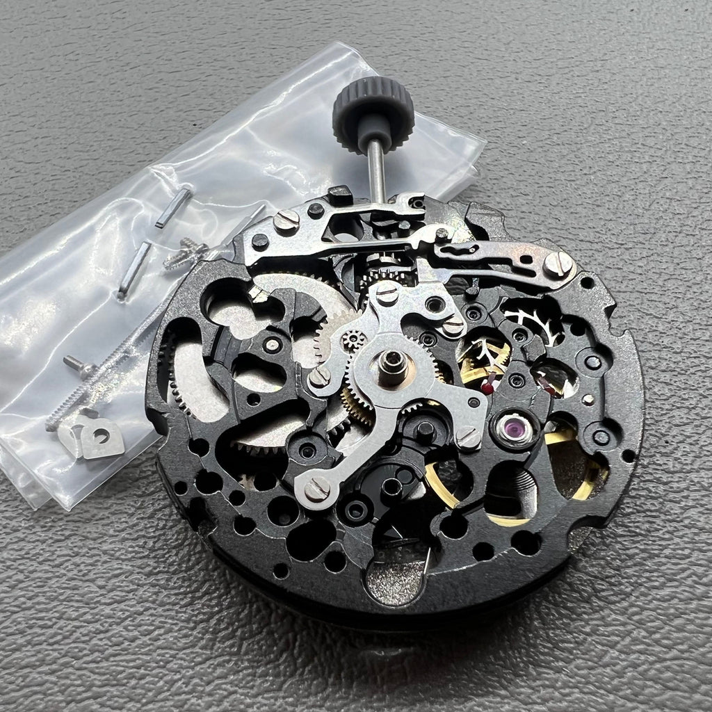 Genuine Miyota 8N24 Black Hollow Automatic Mechanical Movement