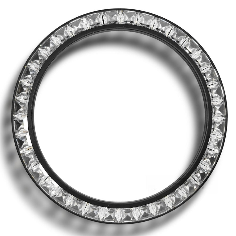 Daytona T-Shaped Square Moissanite Inclined Black Watch Bezel