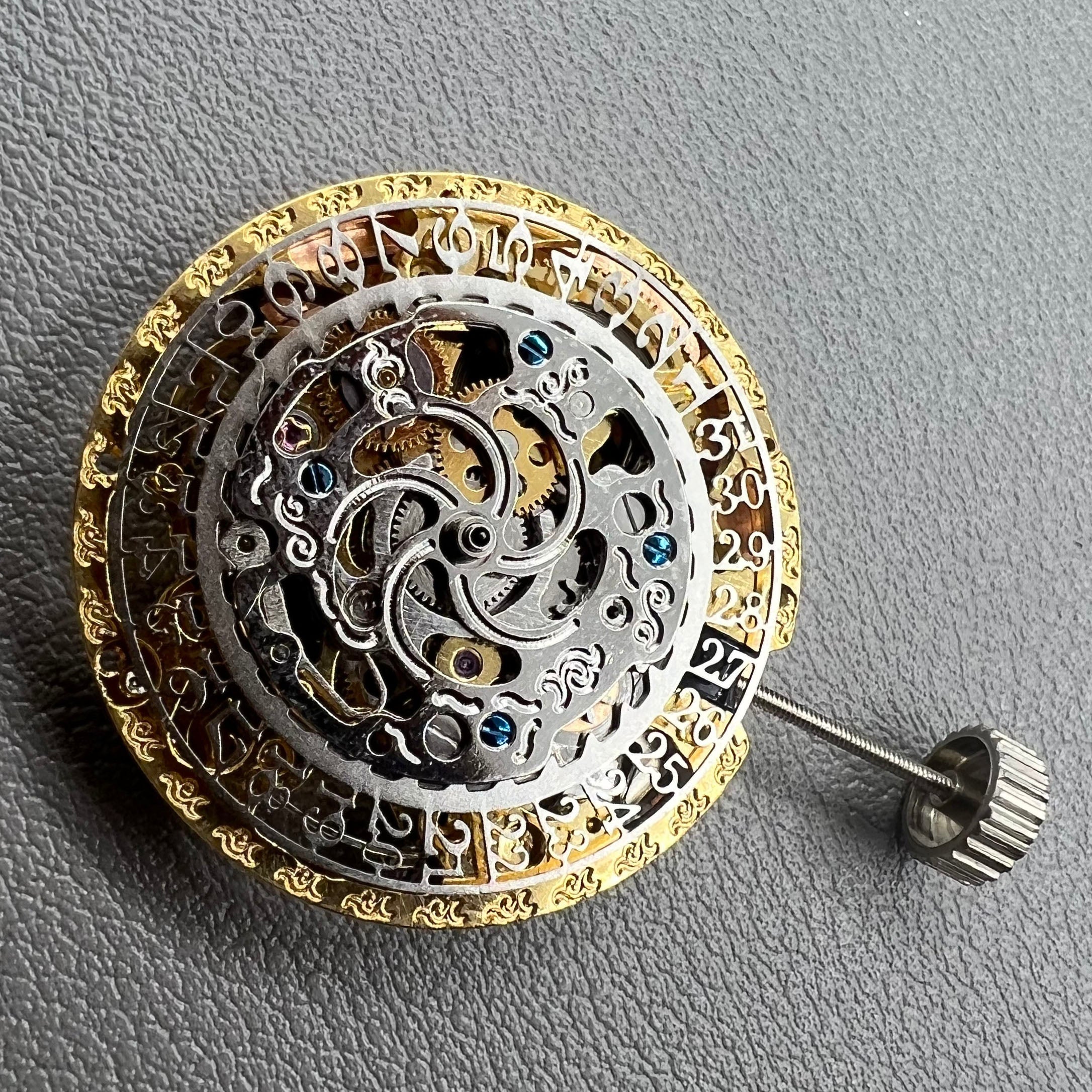 Hangzhou 2189 Golden Hollow Mechanical Movement Single Calendar