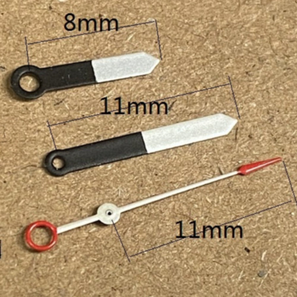 2 Sets Black+White Pianted Trim NO Lume Arrow Shape Watch Hands for Ronda 515