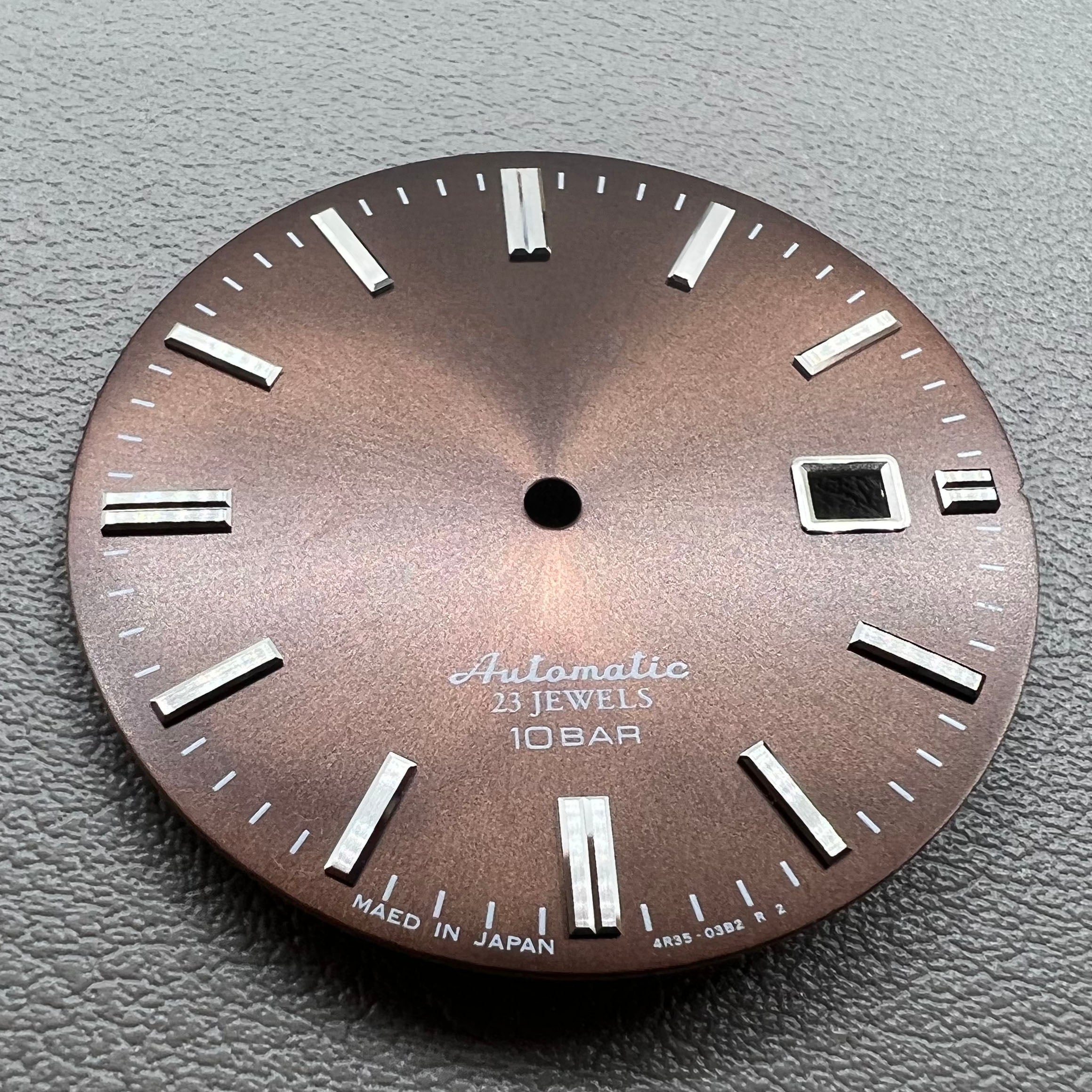Silver Nail No Lume 34mm Modified Brown Watch Dial for Movement NH35 NH36