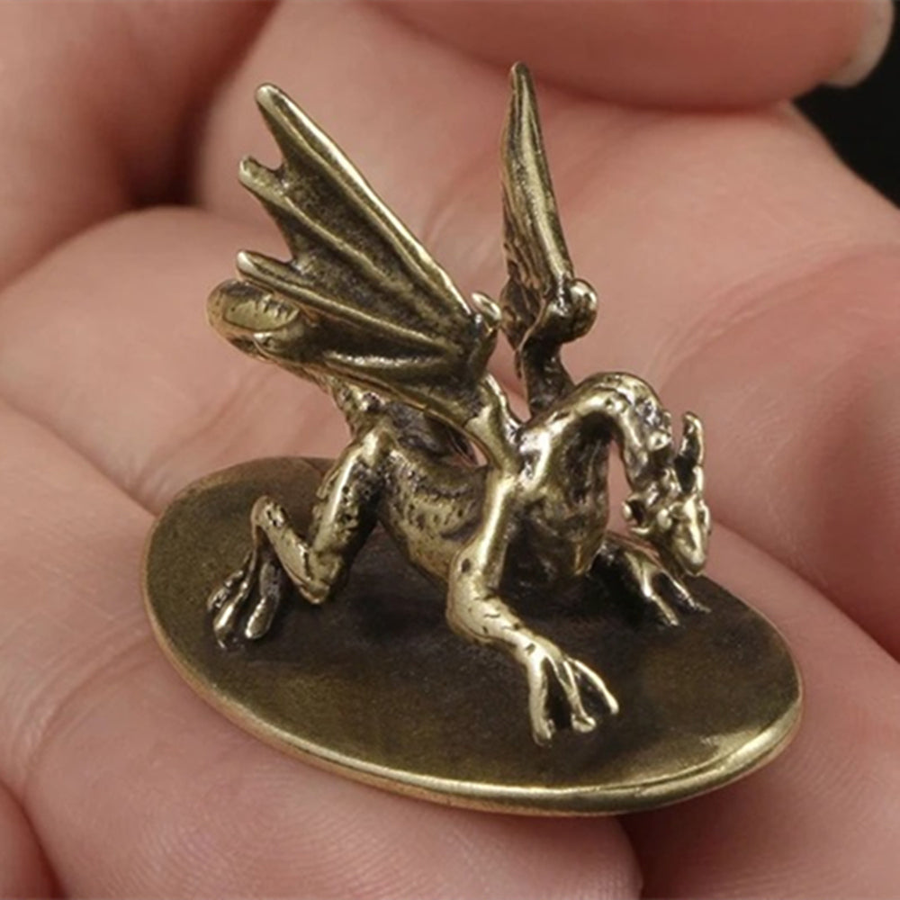 Solid Copper Pterosaur Dragon Trinket Vintage Hand Carved Bronze Model Figurines