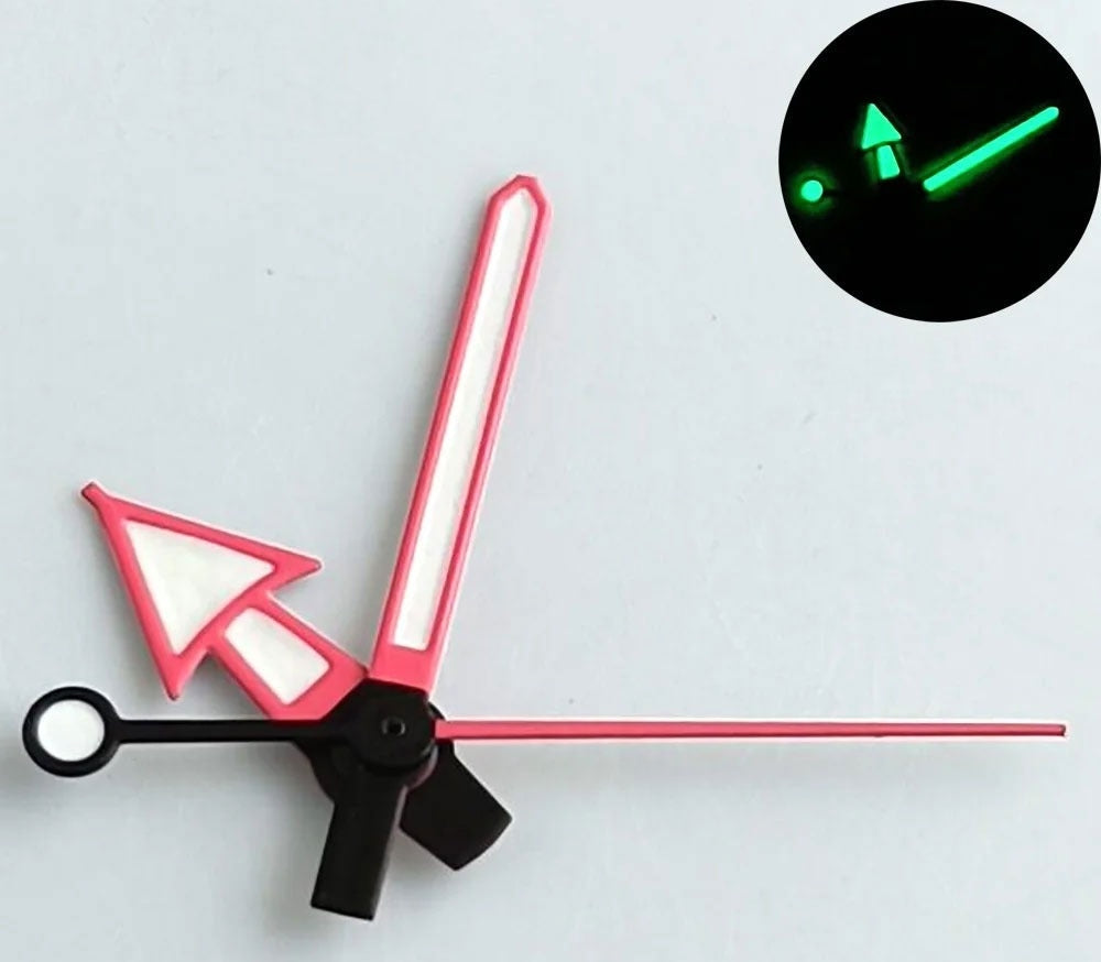 Green Lume Red Trim Arrow Shape Watch Hands for NH35 NH36 7S26 NH70 NH72