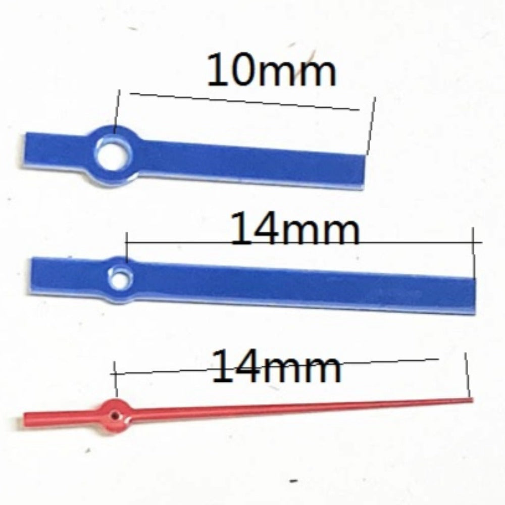 14mm Blue+Red Painted Square Pointed Watch Hands for Ronda 515 Quartz Movement