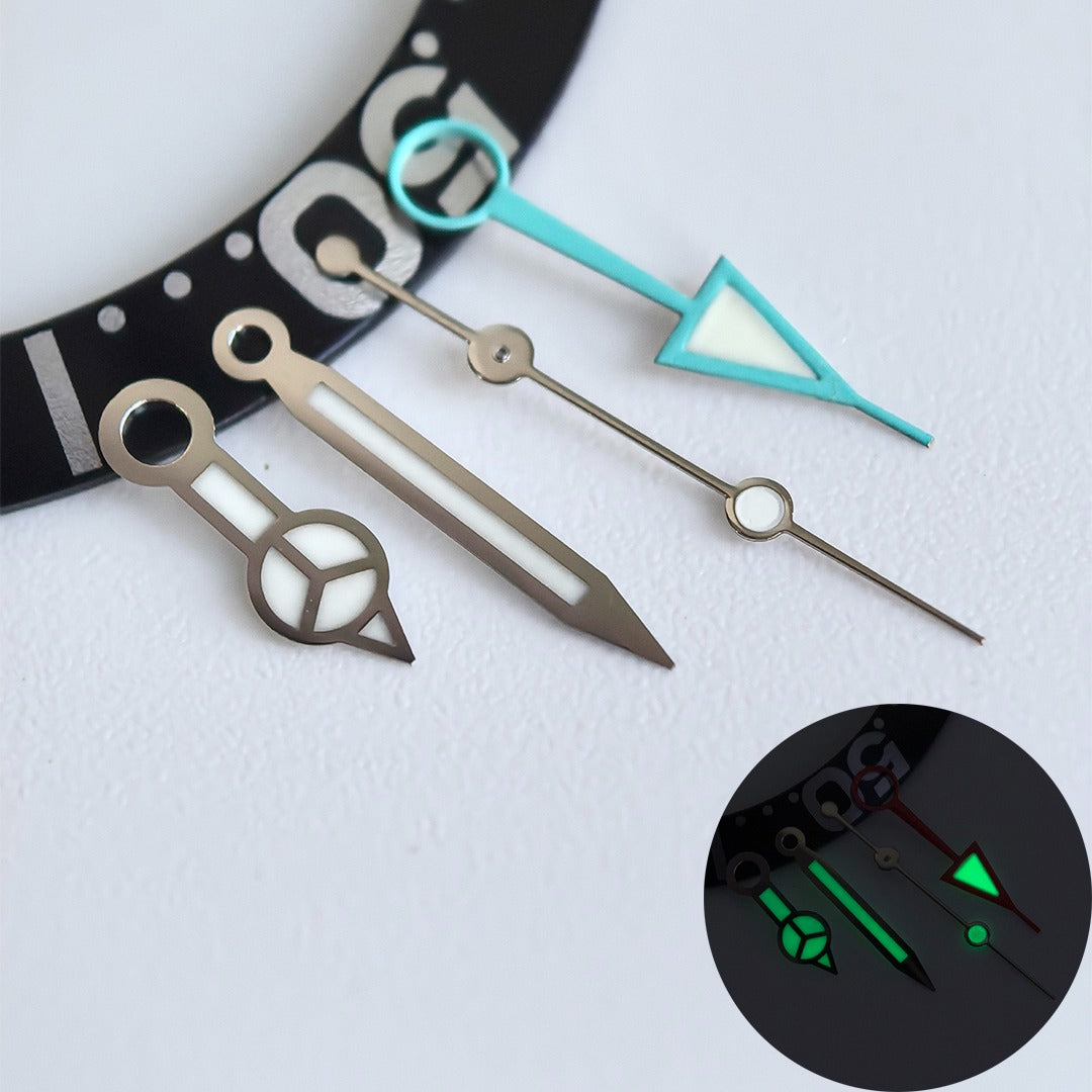 8x12x12.5x13mm Green Lume Silver Trim Blue GMT Hands Watch Hands for NH34