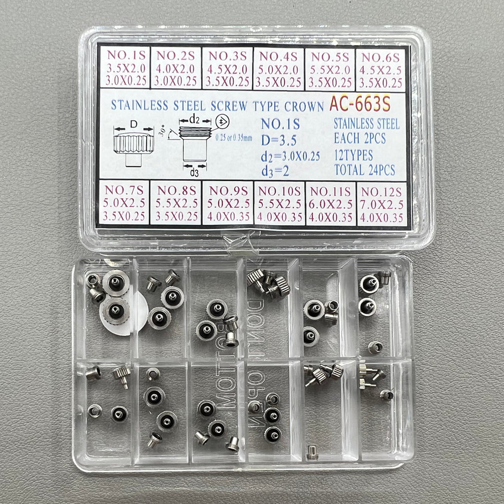 Each 2 PIECES 12 Types Total Stainless Steel Screw Type Crown