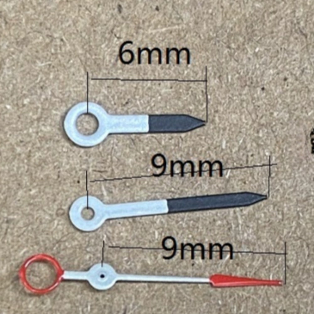 9mm Black+White Pianted Trim Arrow Shape Watch Hands for Ronda 515 Quartz