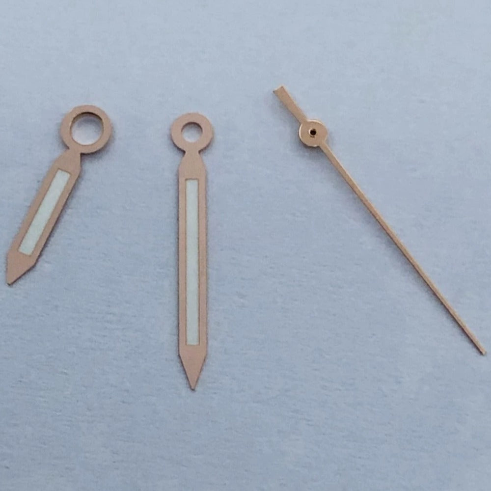 Rose Golden Trim Green Lume Hands Set for Miyota 8215 8205 821A Mingzhu2813
