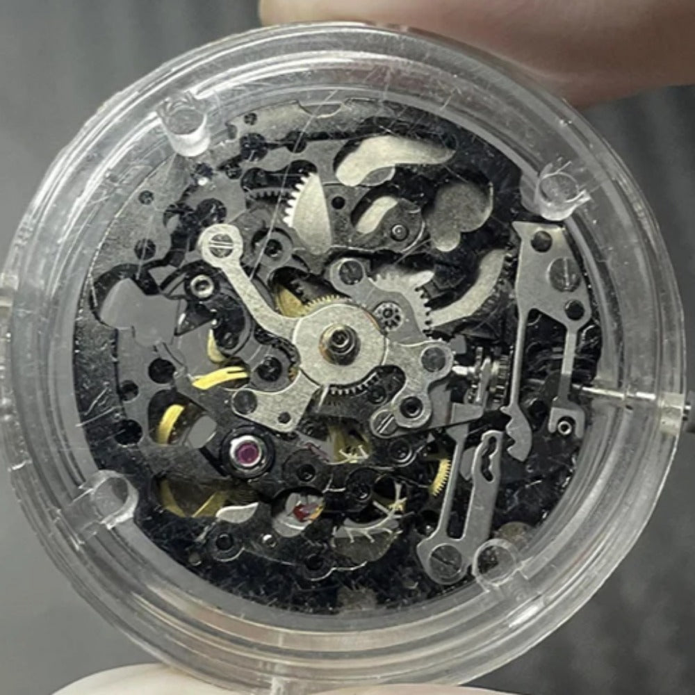 Japan Made Miyota Black+Silver Hollow 8N24 Automatic Mechanical Movement