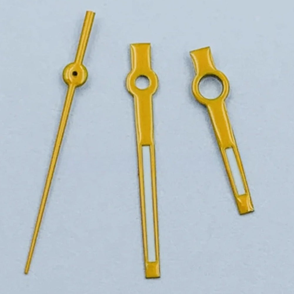 8mmx12mmx12.5mm Yellow Trim Lume Watch Hands Set for NH34 NH35 NH36 NH38 NH39
