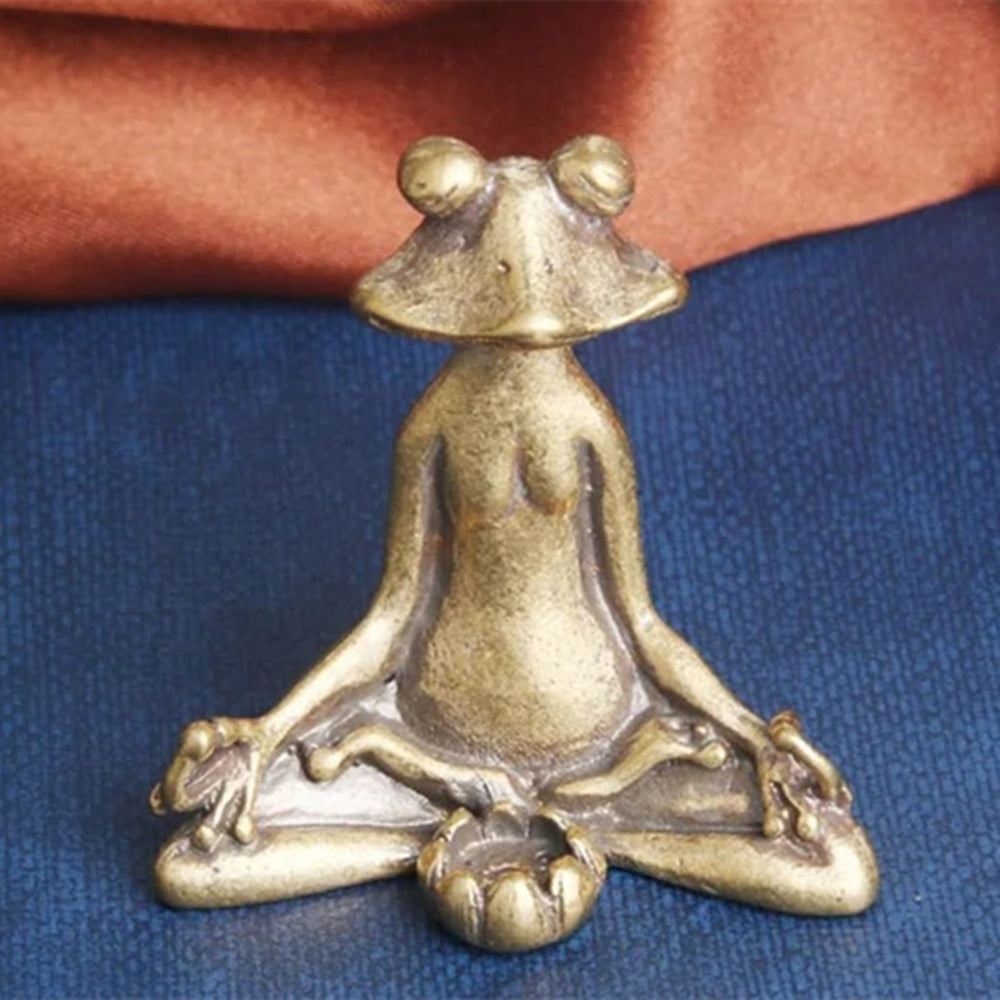 1pc Solid Copper Meditation Frog Trinket Vintage Bronze Figurines