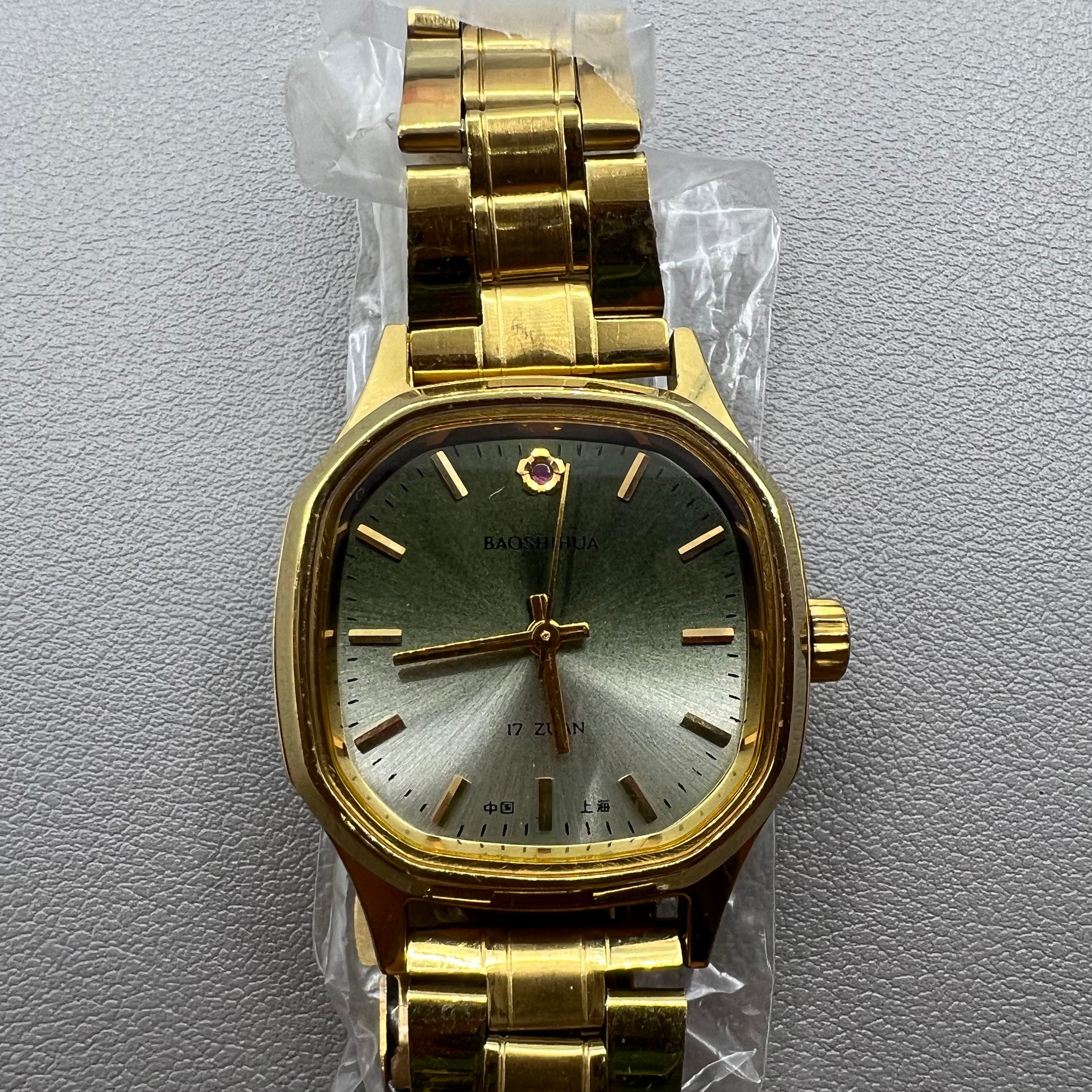 33mm Shanghai Manual Mechanical Watch Golden Nail Square Case 17 Jews