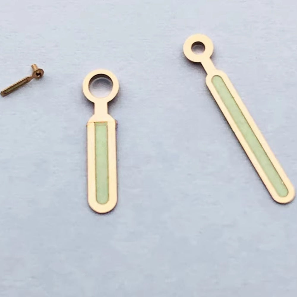 Rose Golden Trim Lume Green Painted Hands Set for ETA6497 6498 ST3600 ST3620