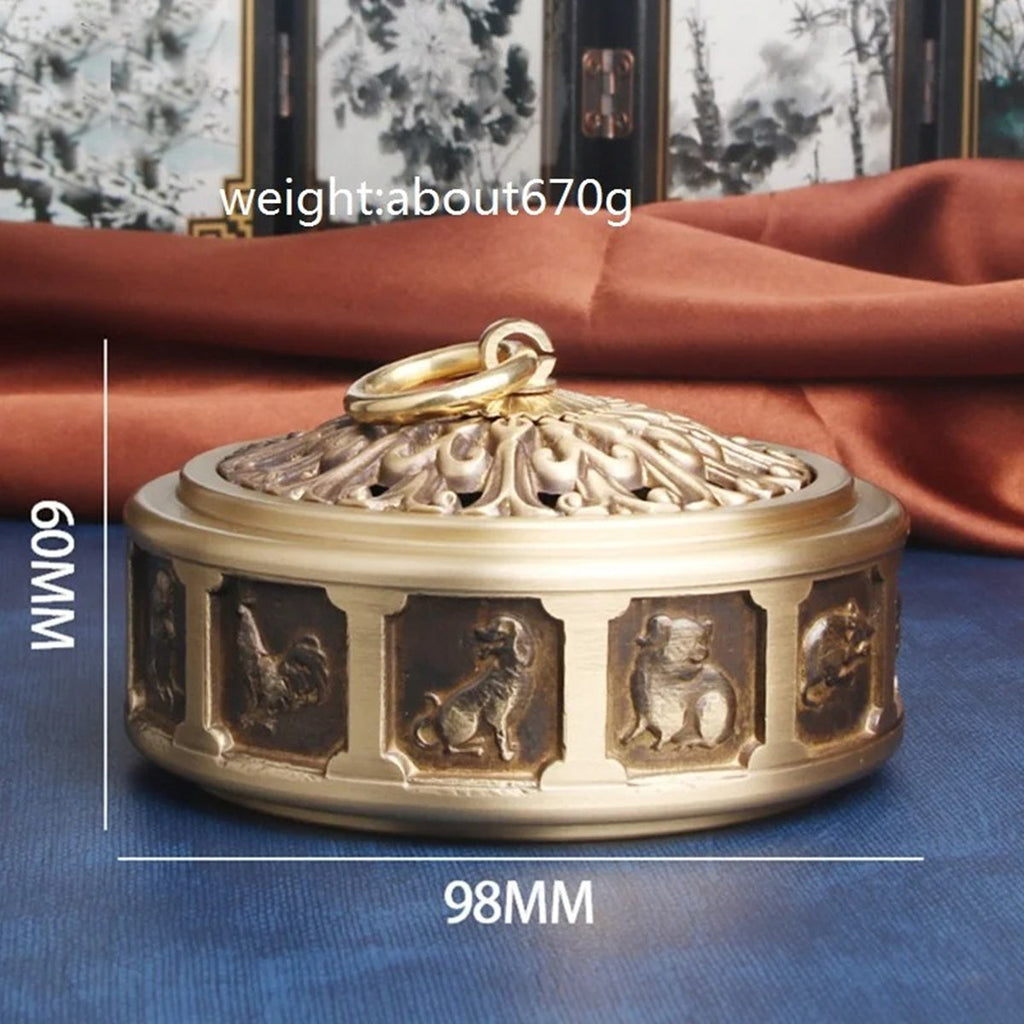 Solid Copper Chinese Zodiac Incense Burner Trinket Bronze Figurines