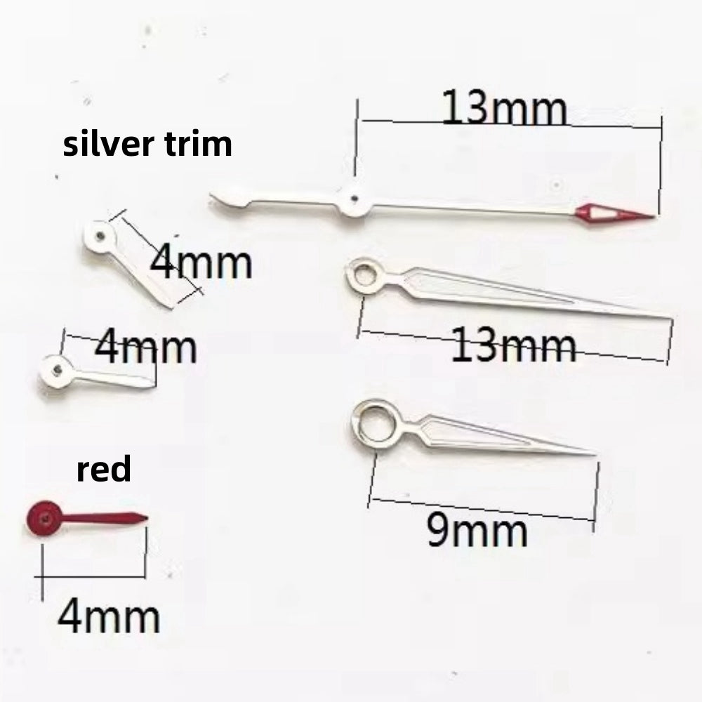 6 Hands 13x13x9mm Silver Trim Lume Hands for Seagull ST6 Automatic Mechanical