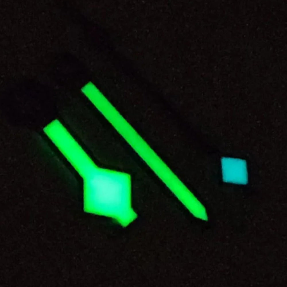 Black Trim 12.5mm Green Lume Snowflake Shape Watch Hands for NH35/36 NH38 NH72