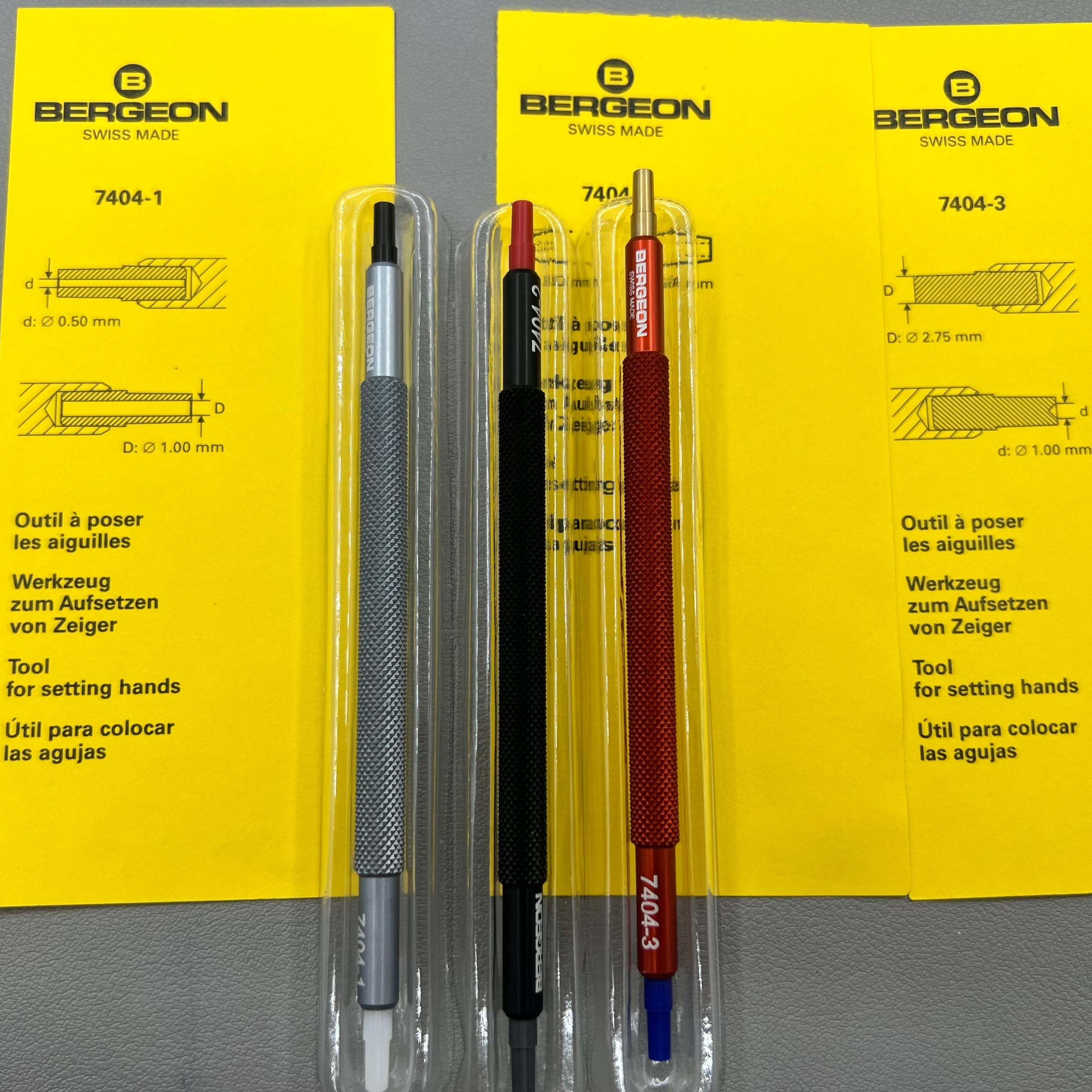 Swiss Bergeon 7404 Watch Hand Fitting Tools Set of 3