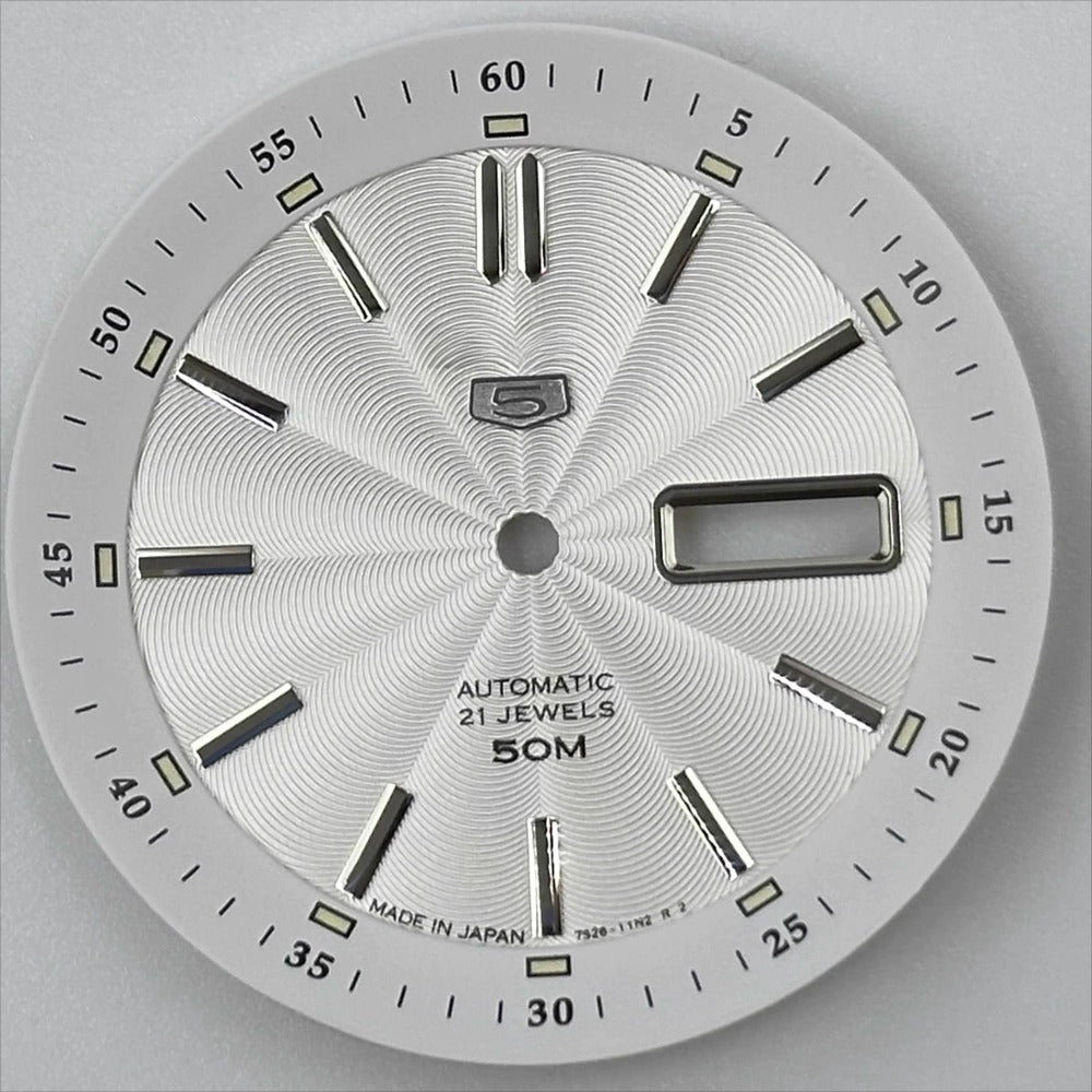White 35.5mm Silver Nail Vintage Modified Green Luminous Dial for NH35 NH36