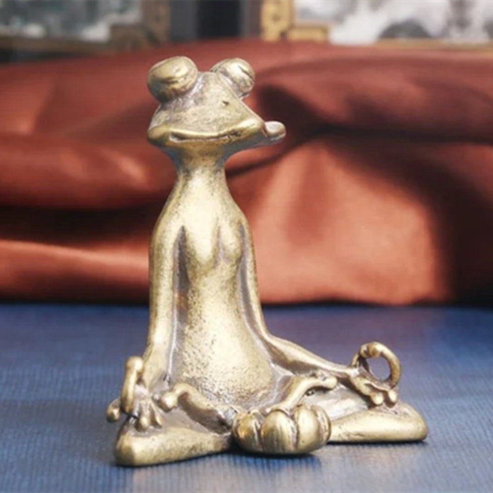 1pc Solid Copper Meditation Frog Trinket Vintage Bronze Figurines