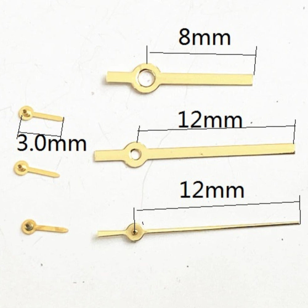 8x12x12mm Squared Pointed Golden 6 Hands Watch Hands for Miyota JS15 Quartz