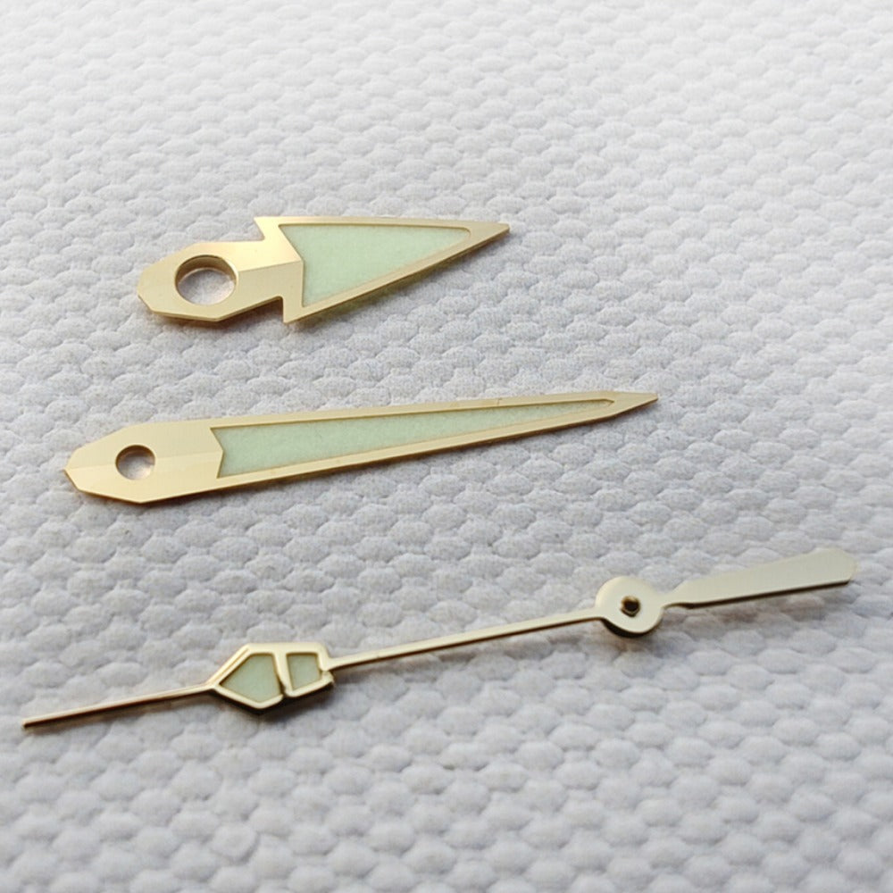 Golden Trim C3 Green Lume Vintage Watch Hands for NH34 NH35 NH36 NH38 NH39 NH70