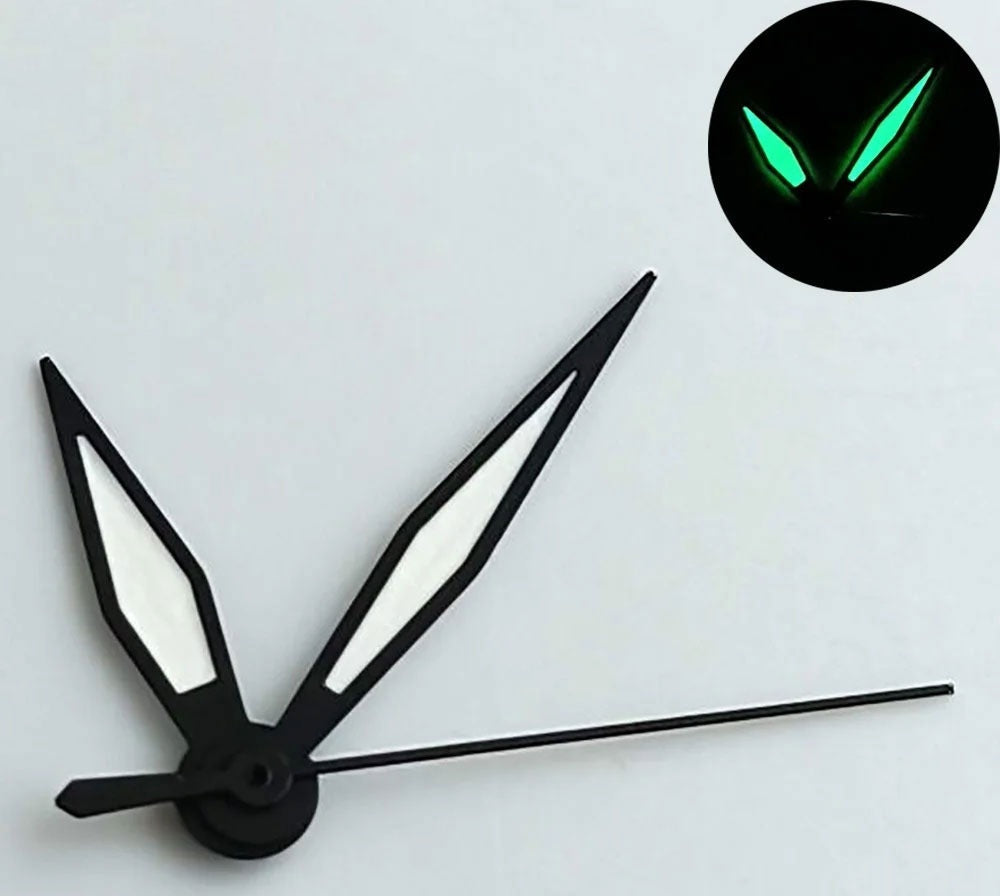 Arrow Shape Green Lume Black Trim Watch Hands for NH35 NH36 7S26 NH70