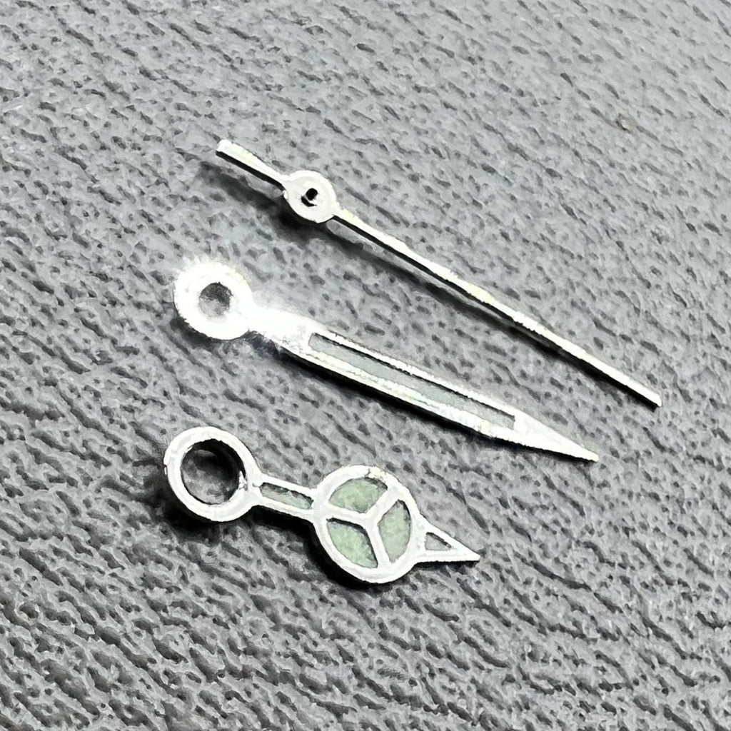 2 Sets Silver Trim Green Luminous Watch Hands for Miyota 1M12 Movement