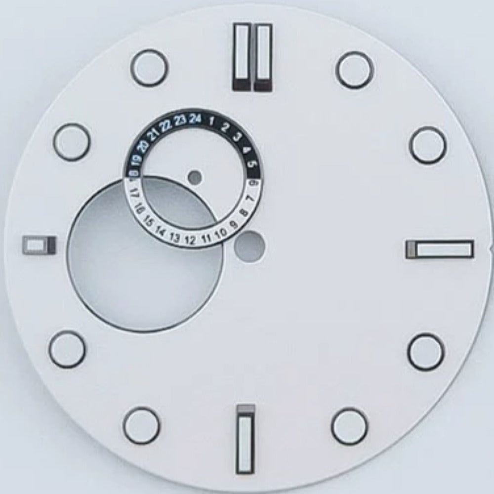 Solid White 32mm Blue Green Lume Watch Dial For NH39 Movement